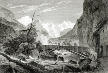 Mont Blanc von den Bädern von St. Didier, graviert von C. Westwood